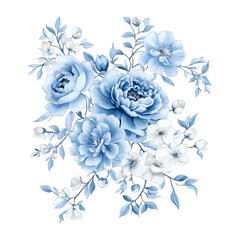 Fototapeta premium Watercolor Blue Rose Floral Arrangement Clipart Vector 