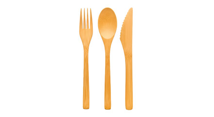 Ecofriendly wooden cutlery set on black