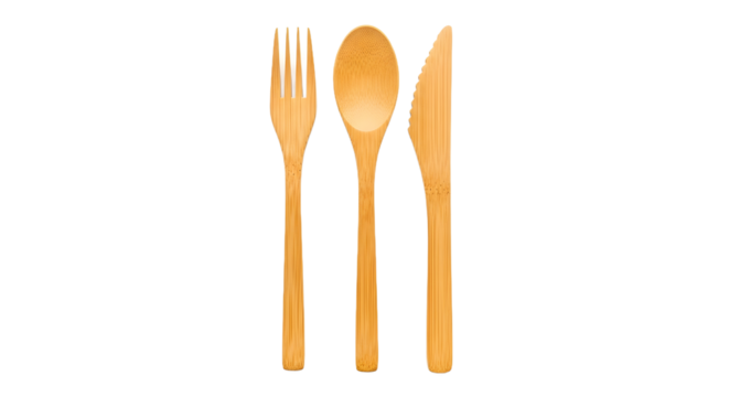 Ecofriendly wooden cutlery set on black