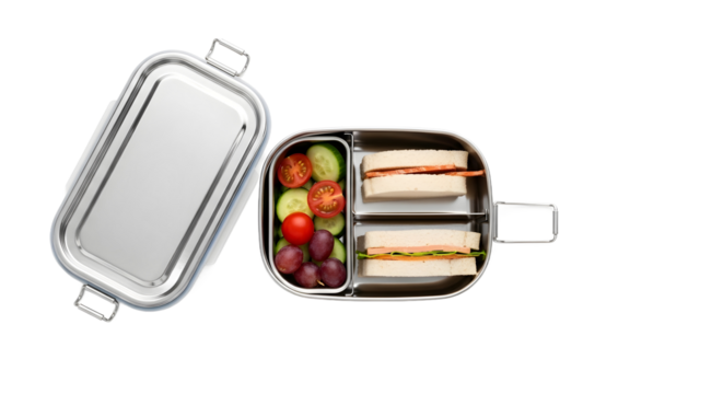 Lunchbox reveal Sandwiches cucumbers tomatoes grapes