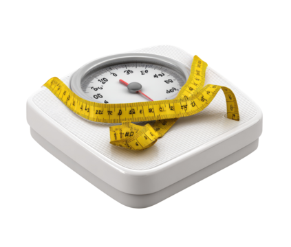 White digital scale with yellow measuring tape