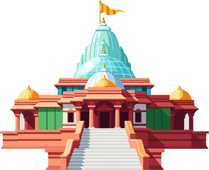 Obraz premium ISKCON Temple Bangalore — Beautiful Hindu Temple with Ornate Domes, White Marble, and Spiritual Atmosphere for Pilgrimage and Worship