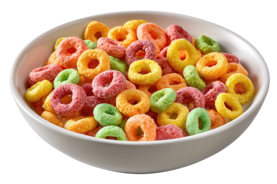 Colorful cereal rings in a white bowl (7)