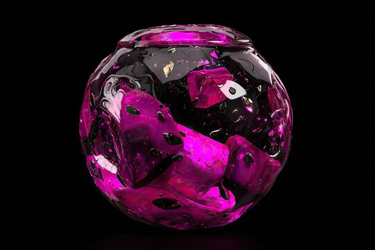 Rounded resin object with purple chunks and metallic flecks - Powered by Adobe