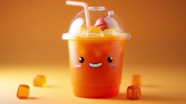 3d cute indonesian iced tea glass character Videos