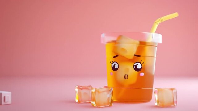 3d cute indonesian iced tea glass character Videos