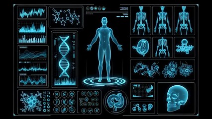 Futuristic Human Body Medical Diagnostic Interface - Powered by Adobe