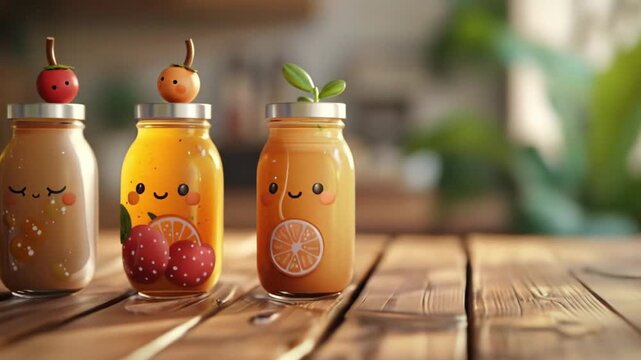 3d cute kombucha bottle character health drink Videos
