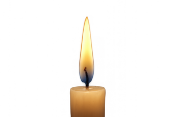 Burning candle showing the light source, flame and wick, providing warmth and comfort, ideal for solemn and reflective themes