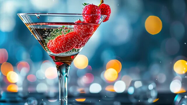 Raspberry Martini: A beautifully crafted raspberry martini, elegantly presented in a classic glass, with fresh raspberries for garnish.