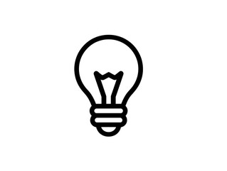 Simple, outlined light bulb icon on a black background