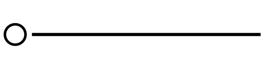 A simple black horizontal line with a small open circle at the left end on a white background.