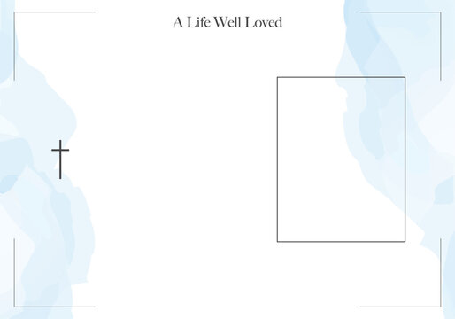 Blue Watercolor Funeral Invitation with Floral Leaves