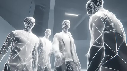 Cybernetic Gathering: Digital Humans in a White Room Environment Conveying Teamwork, Innovation, and the Future of Human Interaction with Technology