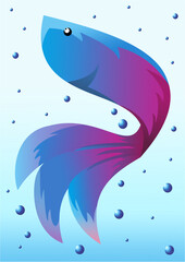 Vector illustration of a tropical blue and purple fish. Bright ocean design with smooth lines and vibrant colors. Perfect for posters, packaging, logos, children’s products, and marine themes. EPS