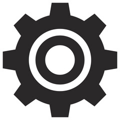 Black icon of cogwheel isolated on white background.
