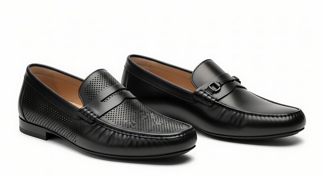 Classic black leather loafers for men, showcasing sophisticated design and formal elegance