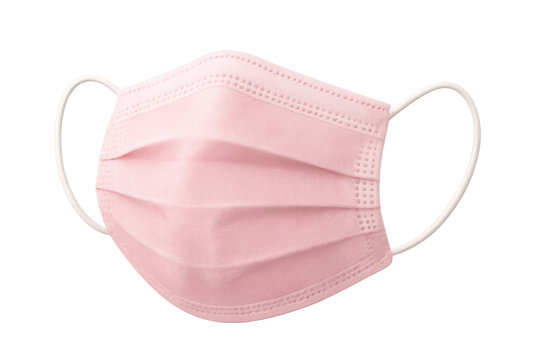 Pink surgical face mask protecting against airborne illnesses, maintaining hygiene and health, transparent background - Powered by Adobe