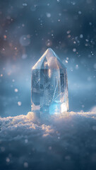 クリスマスの静かな高揚感を青白い輝きで表現し情報量を抑えた面づくりが見出しや商品写真の配置に適した冬の背景. 生成AI