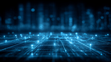 Connected data grid across a networked platform, conveying scalability, real time processing, and interoperable systems.
