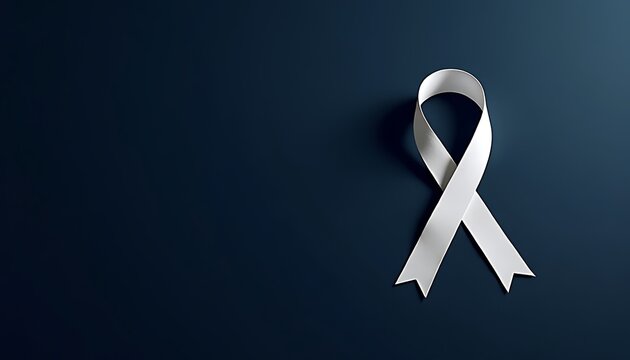World aids day awareness with a white ribbon on a dark background