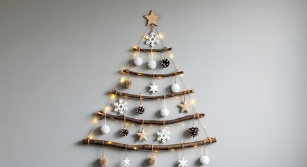 DIY Christmas Tree Ornament Decoration, Holiday Season Wall Art, Festive Home Decor, Minimalist Design