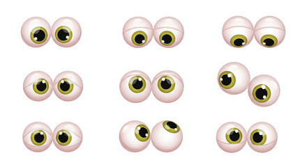 Cartoon Eyes Set with Different Expressions on White Background