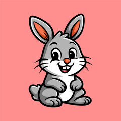 Fun cute bunny rabbit cartoon character isolated drawing line style design illustration