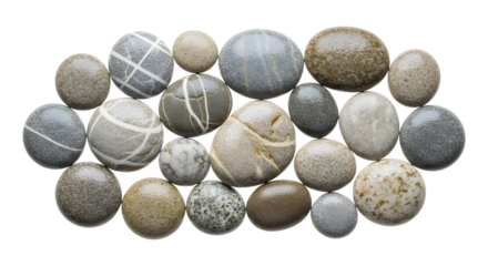 Smooth River Pebbles Collection isolated PNG with Transparent Background