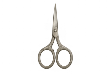 Vintage ornate embroidery scissors. Antique sewing trim tool, decorative needlework craftsmanship with transparent background