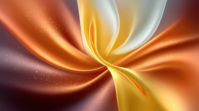 Abstract flowing liquid waves in gold, bronze, and white hues - Powered by Adobe