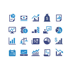 Stock market element vector icon set on white background