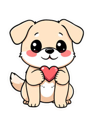 Cute chibi dog with heart 