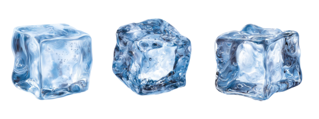 Three ice cubes, cool and crisp