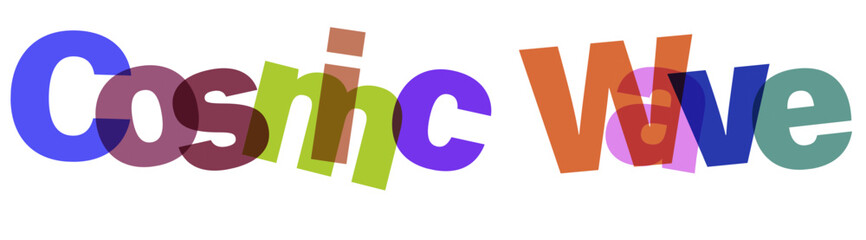 Dynamic cosmic wave effect with overlapping 3d text design featuring a vibrant color palette and modern typography