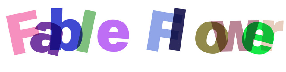 Elegant floral design featuring overlapping 3d text with a fable flower theme