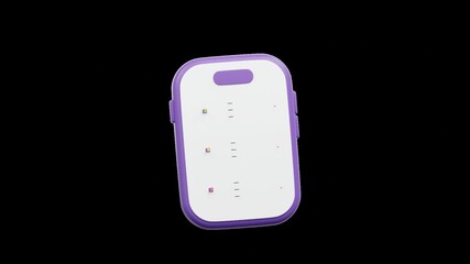 Digital Shopping Wishlist Animation on a Purple and White Smartphone Screen Displaying Colorful T Shirts and Add To Cart Icons with a Clean Minimalist Aesthetic and Soft Lighting