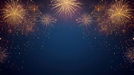 Naklejka premium Golden Fireworks Celebration Background