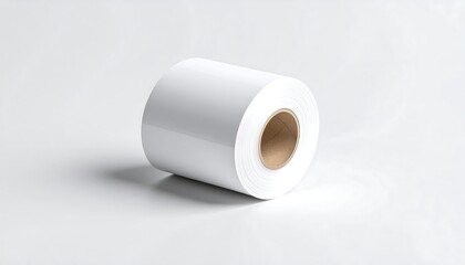 Rolled white material on light gray background