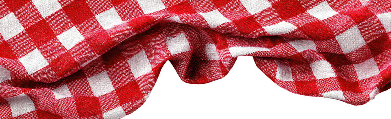 Red and white checkered fabric draped