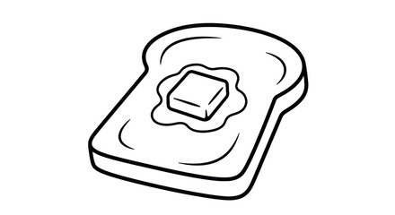 Fototapeta premium Outline illustration of bread and butter graphic food concept transparent background