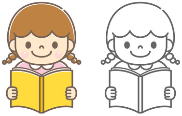 本を読む女の子のイメージイラスト素材