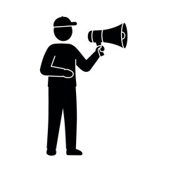 Fototapeta premium Man with Megaphone Icon.
