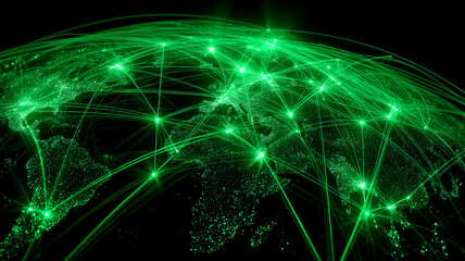 Connected world map highlights global networks and cross border communication enabling collaboration and trade.
