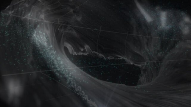 Fluid mass filling frame starting rippling currents forming speckled vortex showing flow patterns
