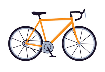 Orange road bicycle flat illustration isolated vector