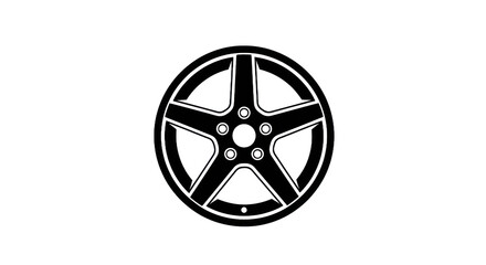 Obraz premium White alloy wheel rim with five spokes isolated on transparent background