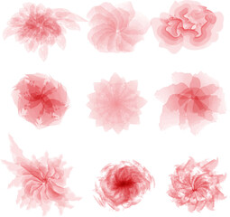 Abstract Pink Floral Shapes Set — Soft Transparent Elements