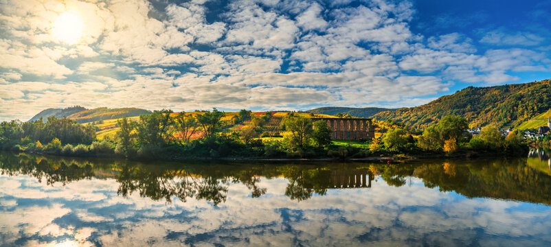 Stuben Monastery ruins in autumn season. Moselle river region in Germany