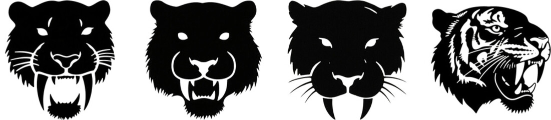 サーベルタイガー　動物　生き物　シルエット　イラスト